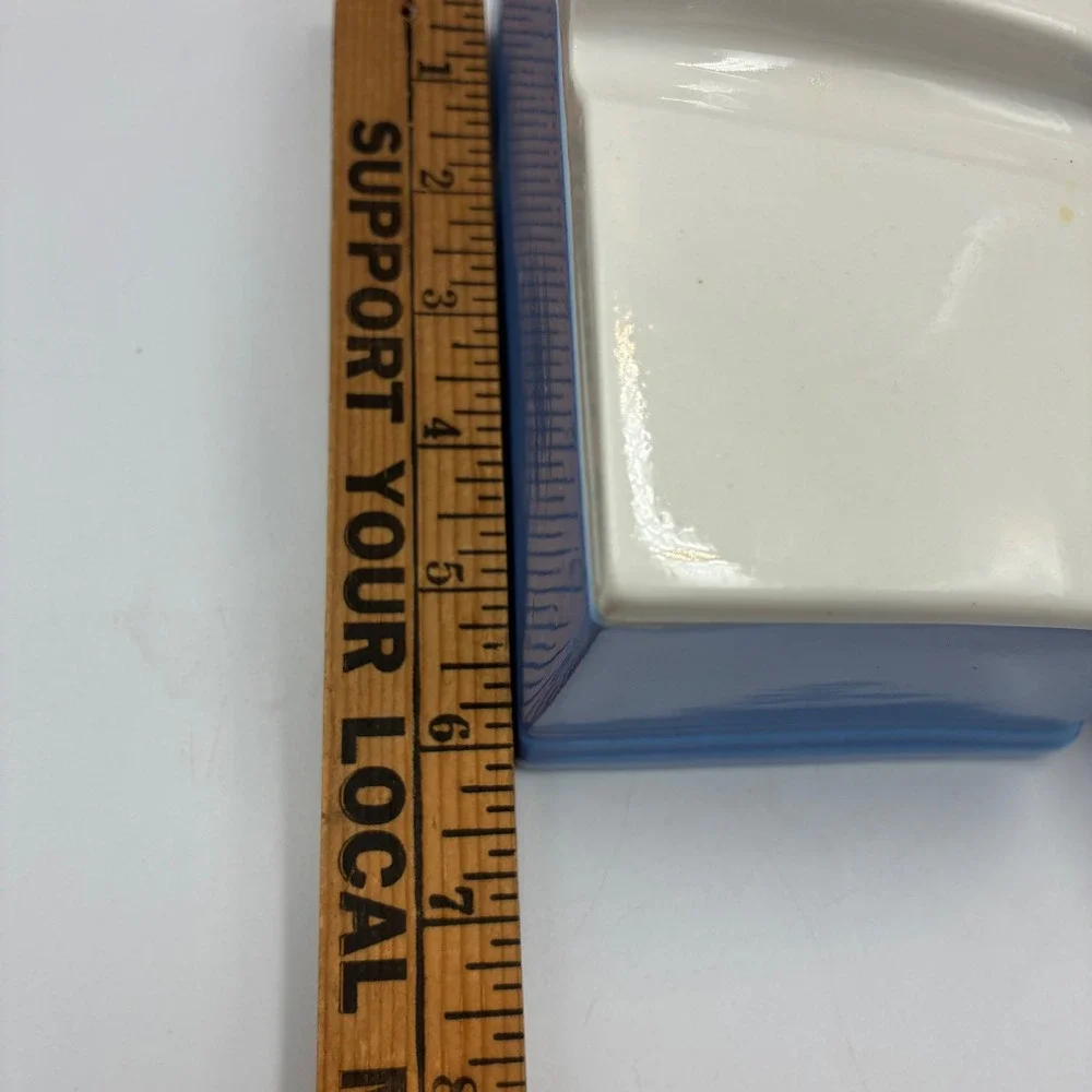 Vintage Hall China Coldspot Blue White Vitrified Refrigerator Dishes Set of 2